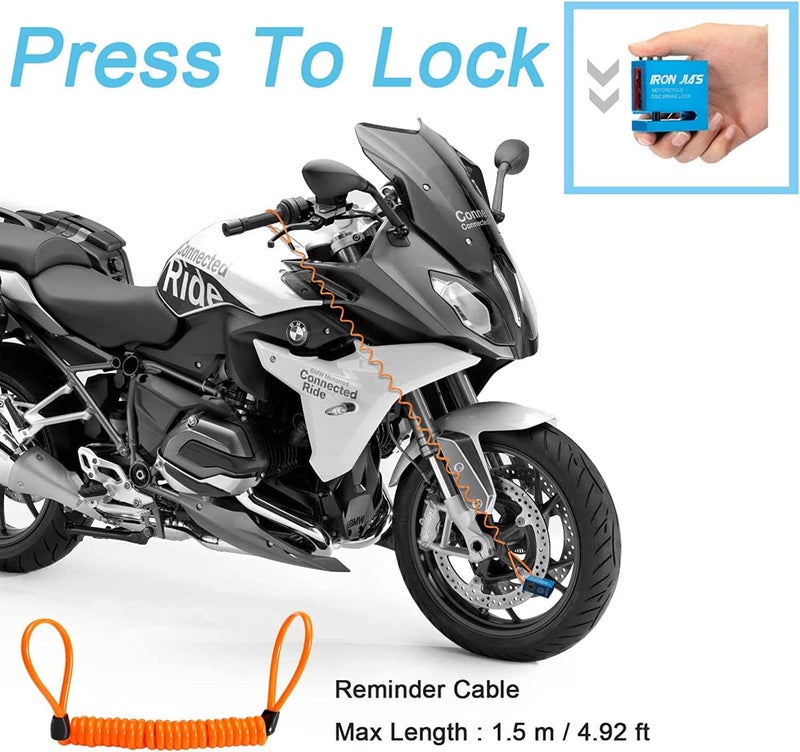 Grapelet Motorcycle Disc Lock Anti-Theft Wheel Brake Lock Waterproof Alloy with Reminder Cable and 2 Keys, Alarm-Free for Motorbike, E-Scooter, Mountain Bike - Image 3